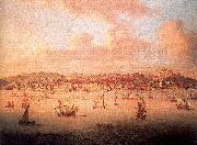 The British Fleet Sailing into Lisbon Harbor Monamy, Peter